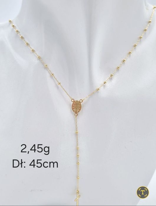 Złoty łańcuszek różaniec 585 14k NOWY