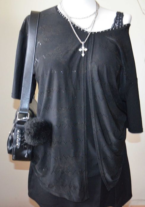 Bluzka tunika czarna XL alternative emo goth grunge y2k