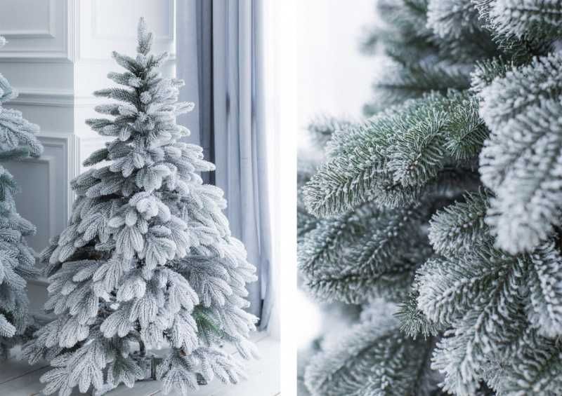 Ялинка Мирабель голуба засніжена 1м + ялинкові кульки