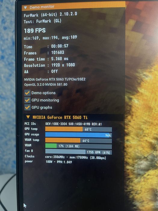 Відеокарта RTX 5060 Ti 8 gb гарантія 1,5 року