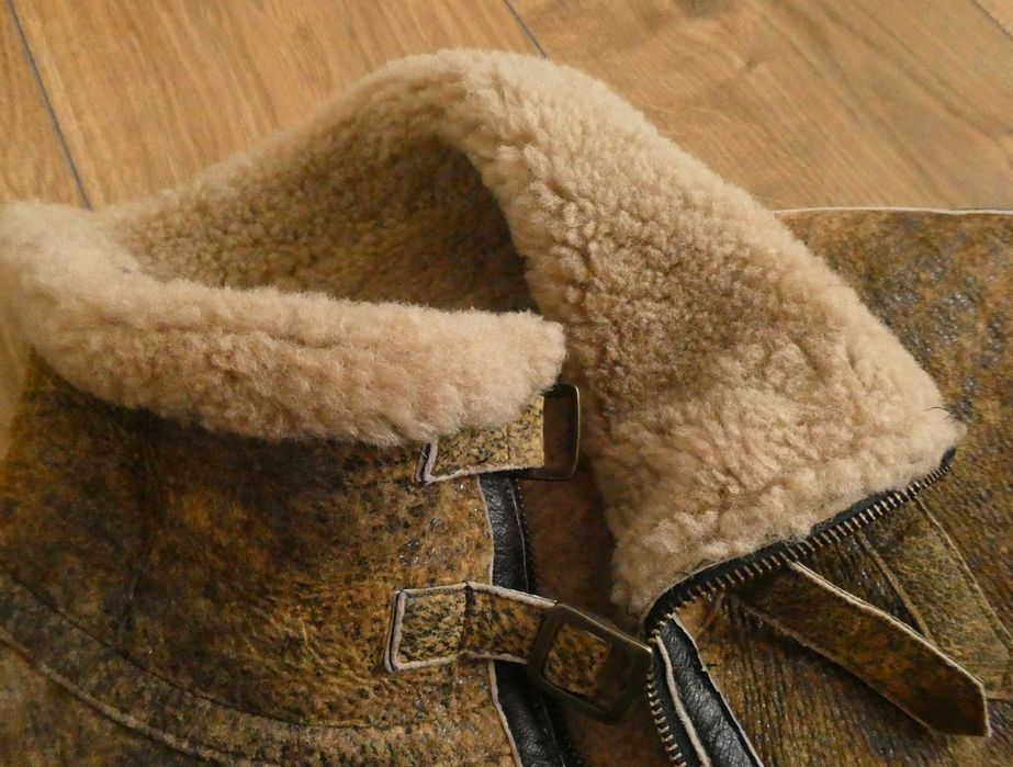 Kurtka skórzana męska MILESTONE skóra PILOTKA lotnicza KOŻUCH  XL