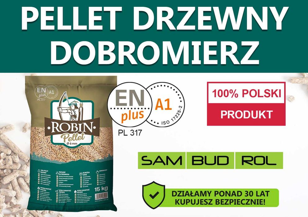 Pellet drzewny DOBROMIERZ, certyfikat A1 ENplus, TRANSPORT