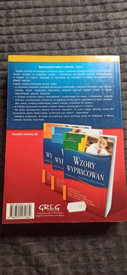 Opracowania lektur i wierszy . Liceum i Technikum