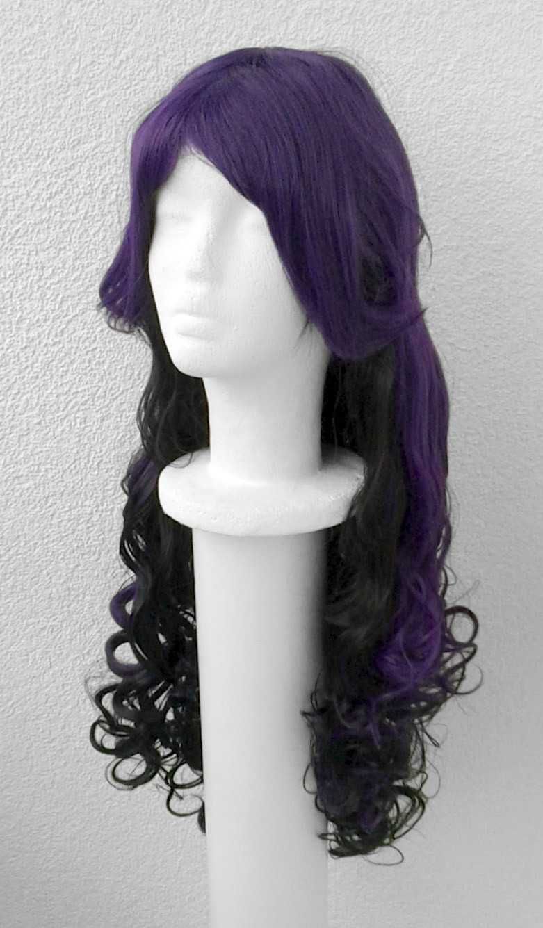 Promocja! Fioletowa czarna lokowana ombre gradient peruka cosplay wig