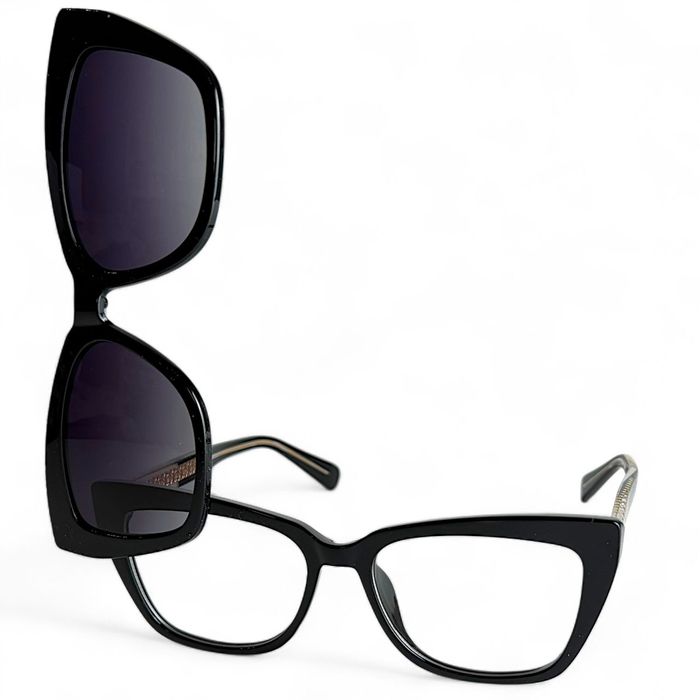 Okulary Damskie Blue Light Kocie Oprawki Z Nakładką Przeciwsłoneczną