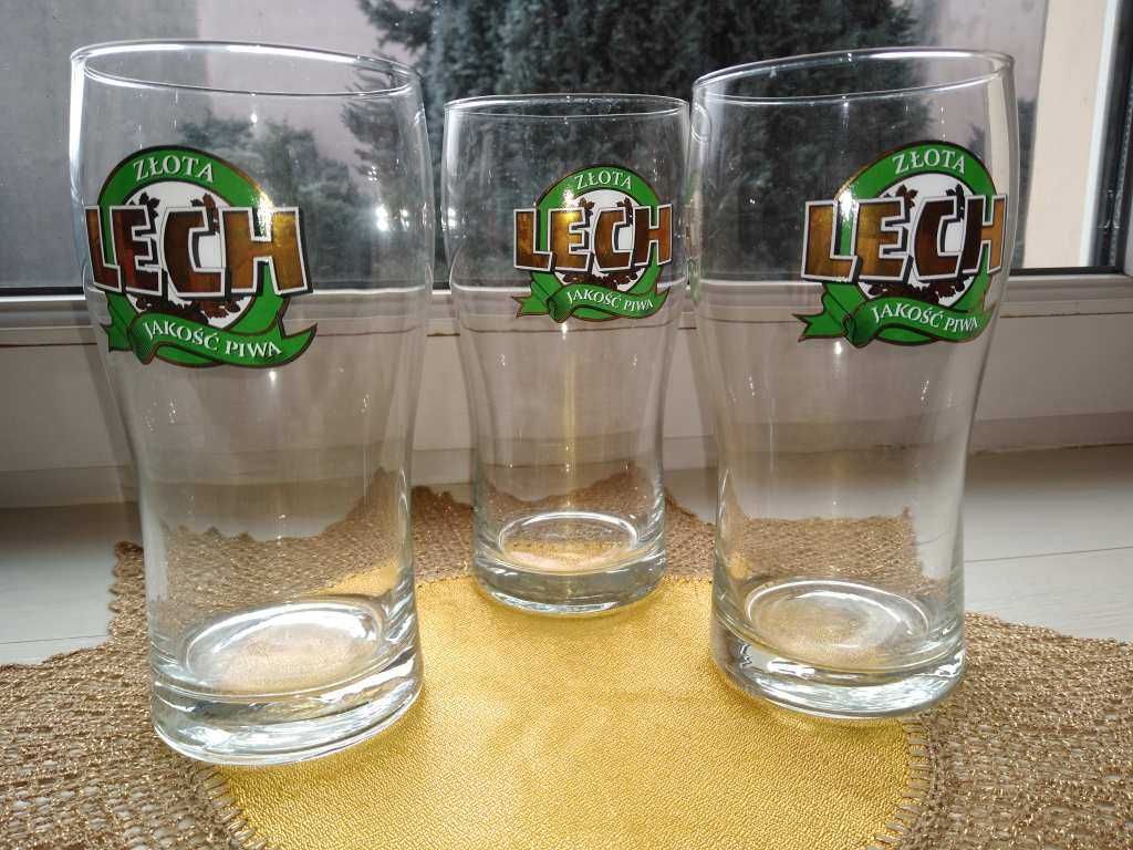 Komplet, szklanki do piwa 0,3l, z logo Lech, 3 sztuki