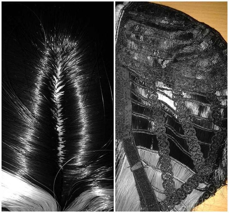 Krótka czarna peruka pasemka cosplay wig Wriothesley Genshin Impact