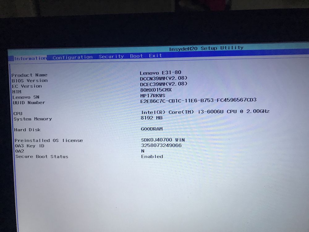 Leptop Lenovo E31-80 i3 6th gen 8GB 120GB SSD Komplet