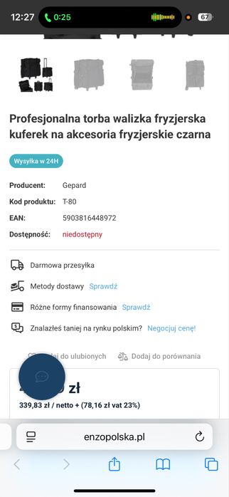 Profesjonalna walizka /torba fryzjerska kuferek