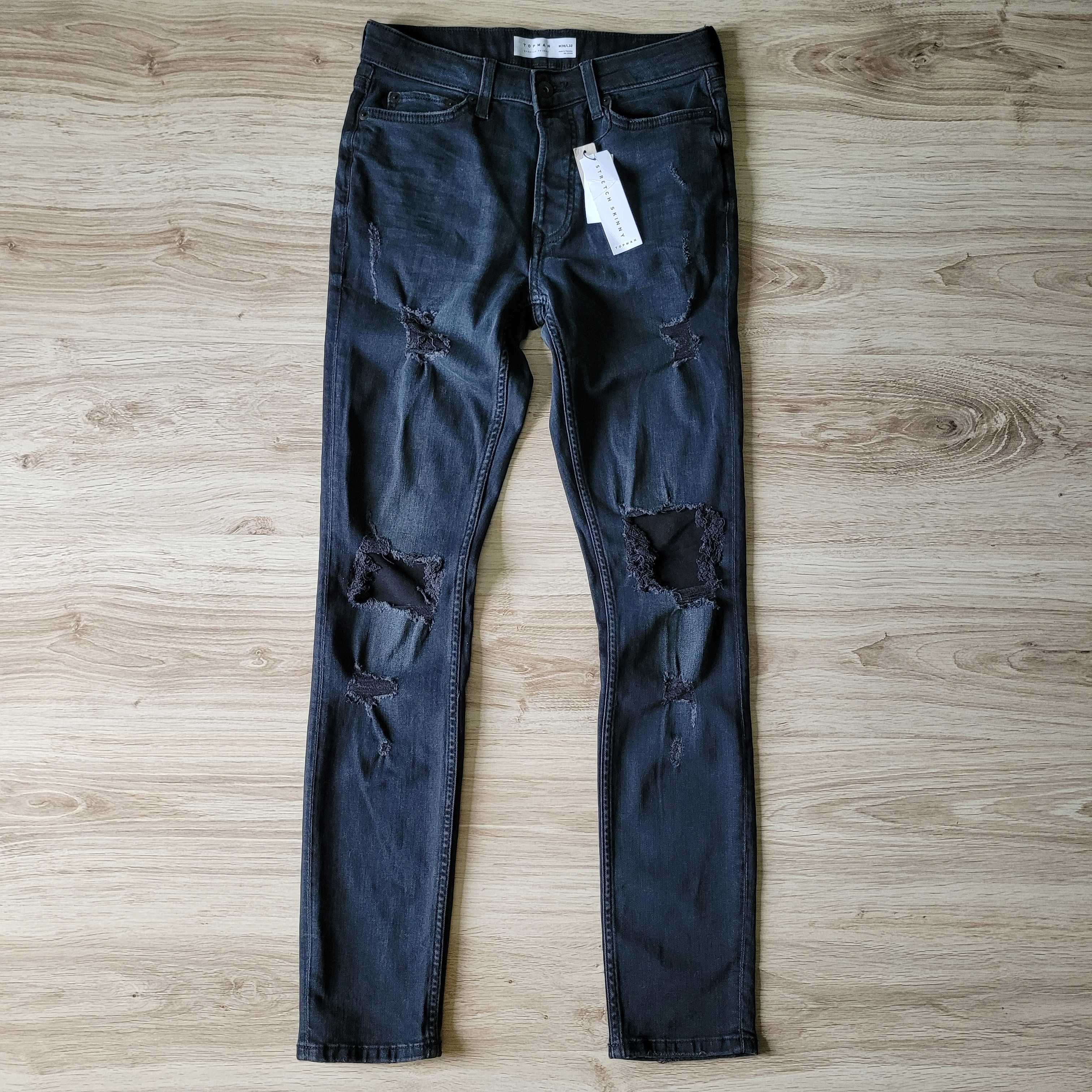Нові Topman W28 L32 XS-S Stretch Skinny чоловічі джинси штани рвані