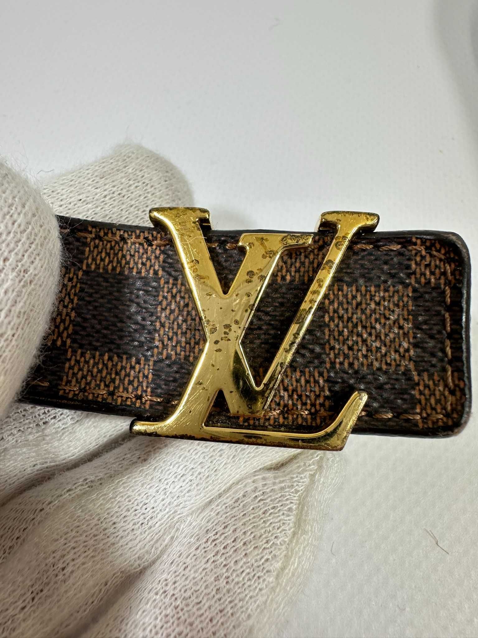 Oryginalny Pasek Louis Vuitton Damier Brązowy z małą klamrą LV