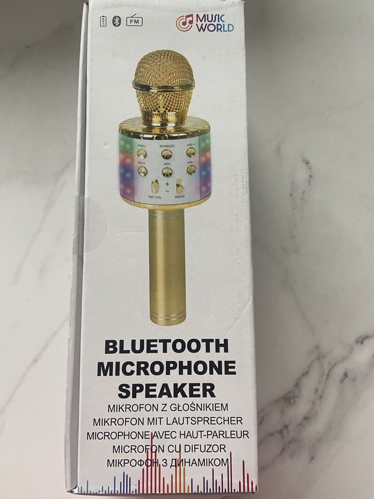 Mikrofon z głośnikiem  Bluetooth złoty