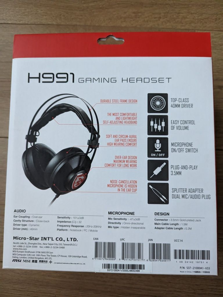 Гарнітура, навушники MSI Gaming Headset H991