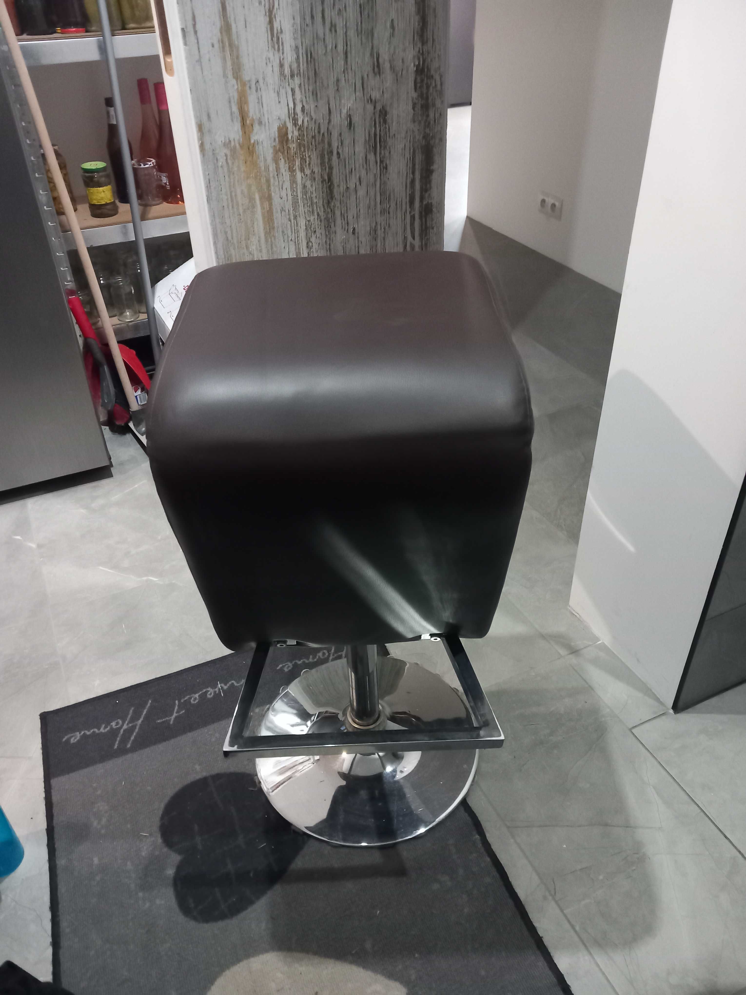 Hoker/Taboret ekoskóra,brązowy 2 szt