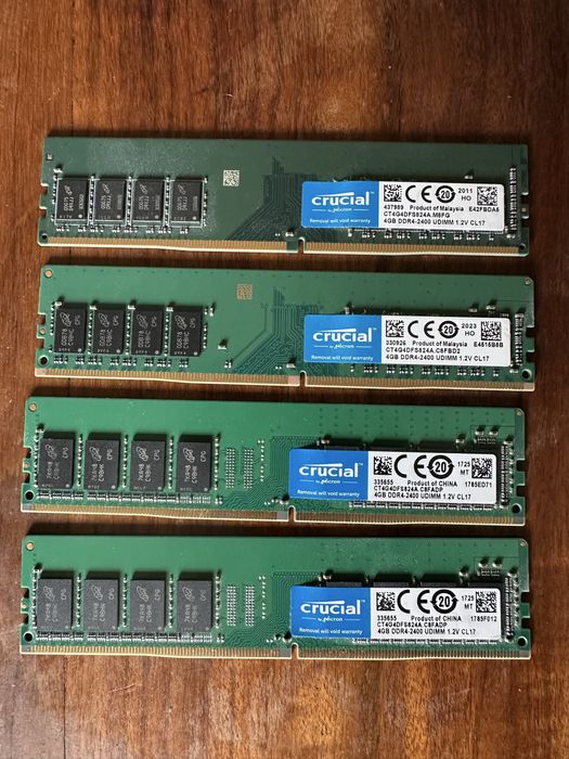 Memória RAM Crucial DDR4 4x4GB (16GB) - 2400mhz CL17 UDIMM