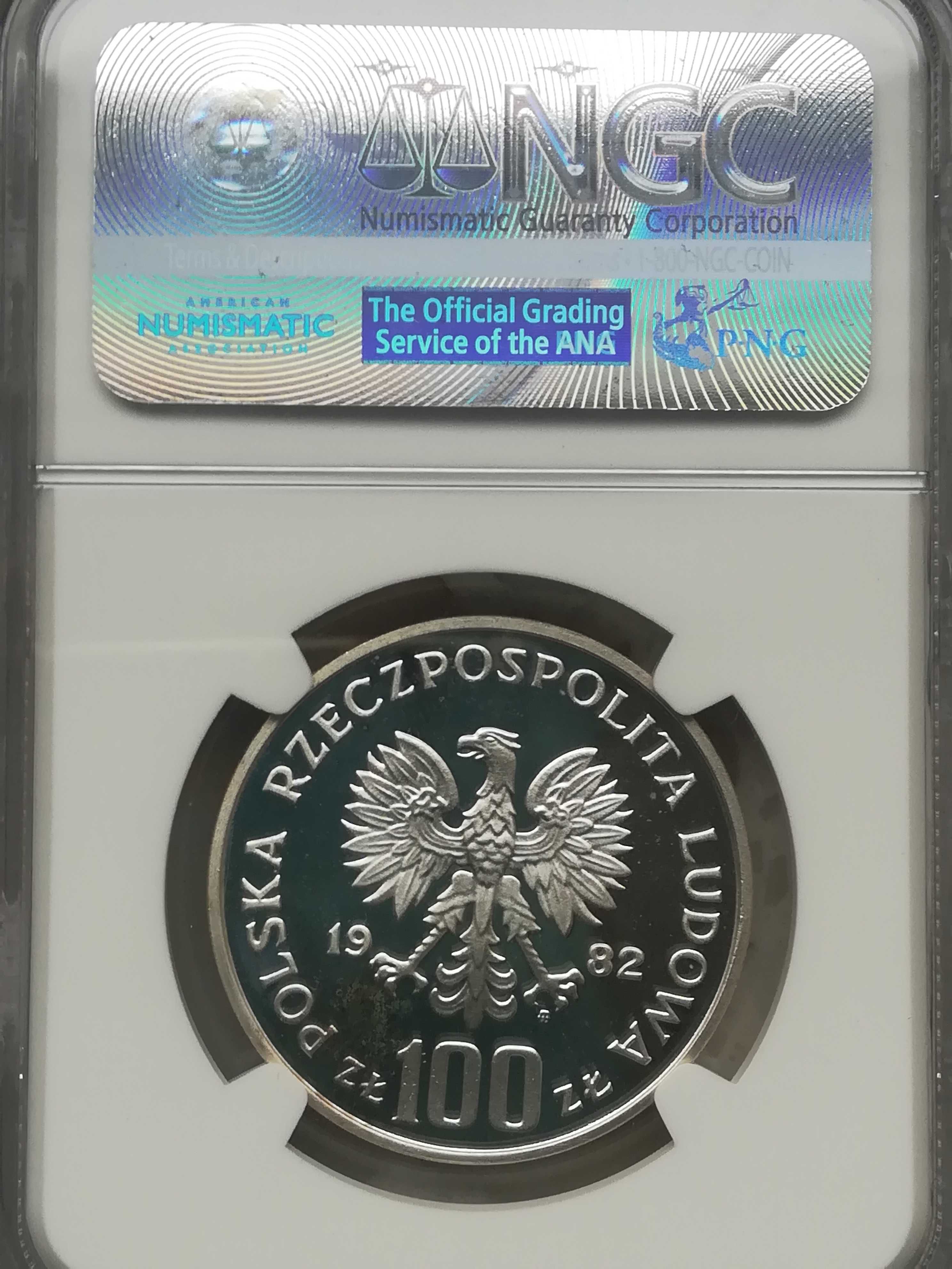 Bocian 100 zł 1982 NGC PF68 Ochrona Środowiska