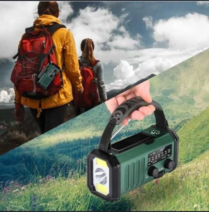 RADIO awaryjne 10000mAh SOLARNE AM FM SOS Z ładowarką USB kompas