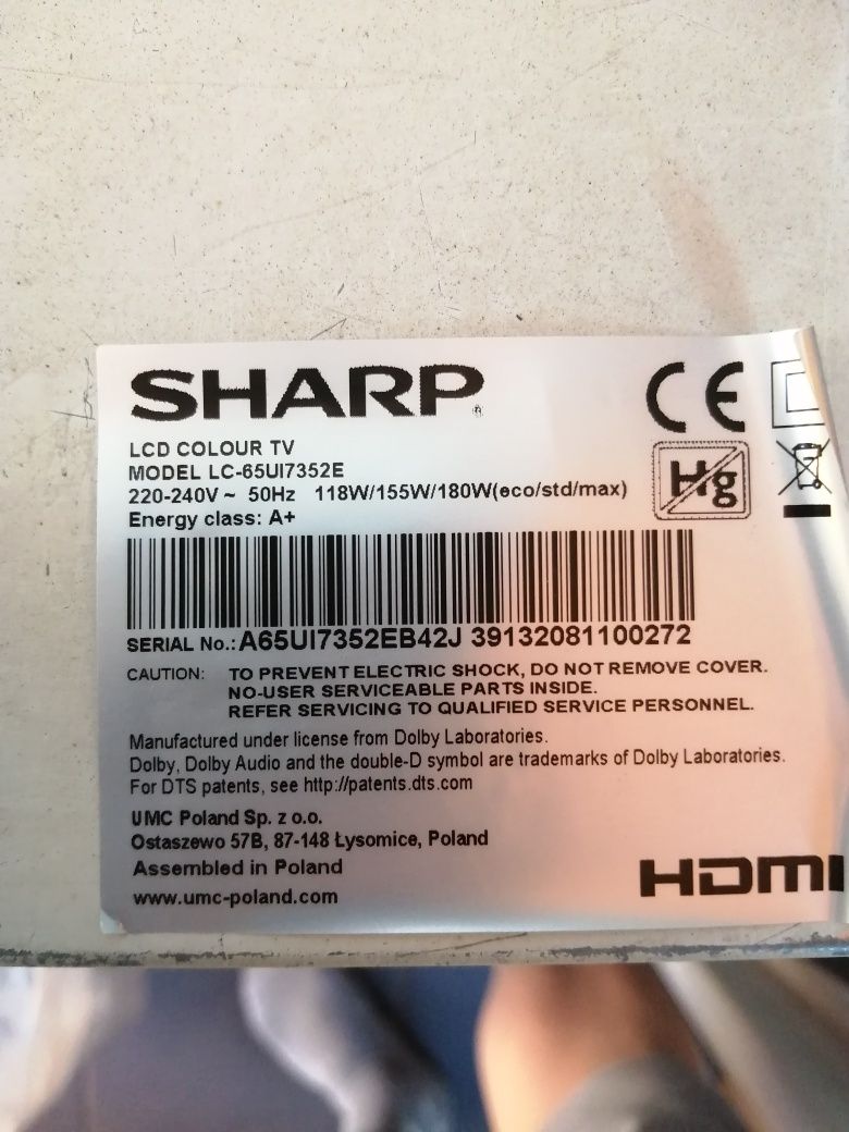 Sharp LED 65" Płyta główna T.MS6488E.U703  z taśmą.