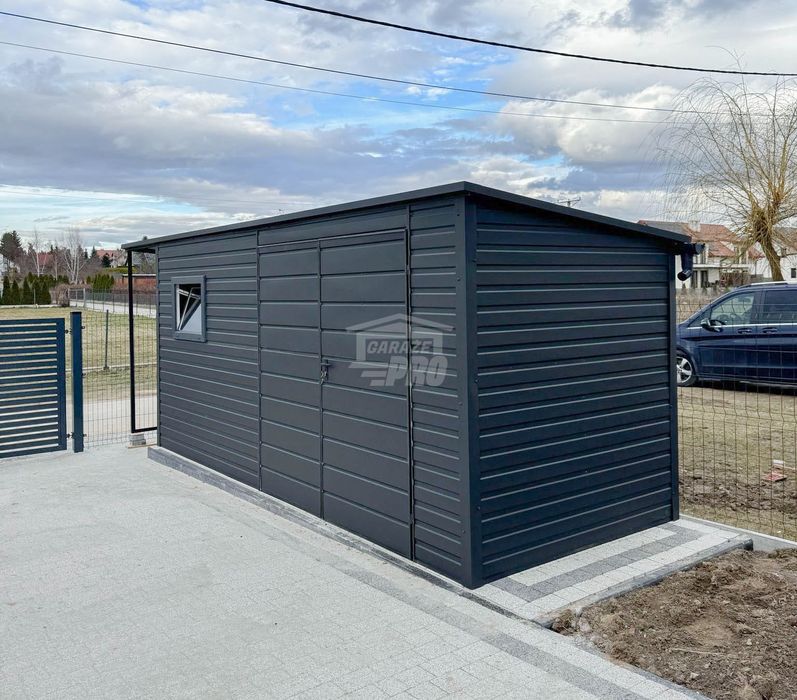 Schowek Domek Ogrodowy 5x2m + wiata 1m Drzwi okno dach GP550