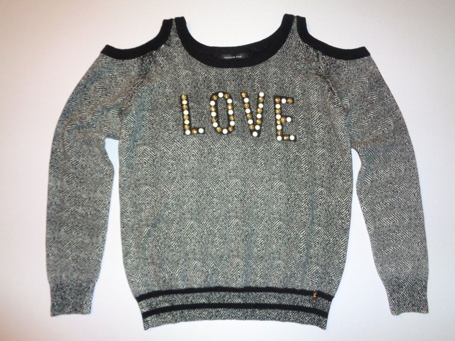 PATRIZIA PEPE 100% Wool bluzka cieńki sweter odkryte ramiona S/M