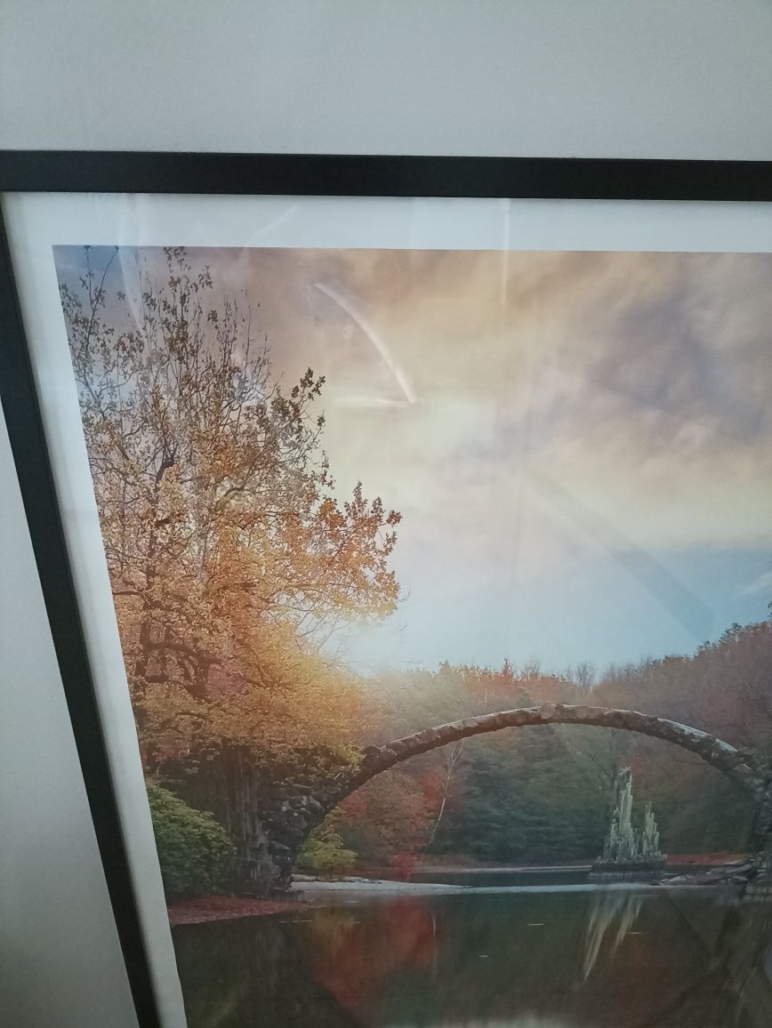 Plakat 70x100 cm pionowy krajobraz park most rzeka