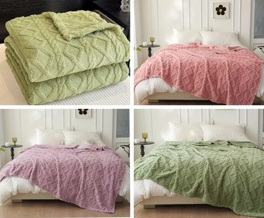 Новый теплый плед плюшевое покрывало двухспальный, евро размер