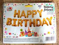 Balon foliowy napis - "HAPPY BIRTHDAY" - złoty