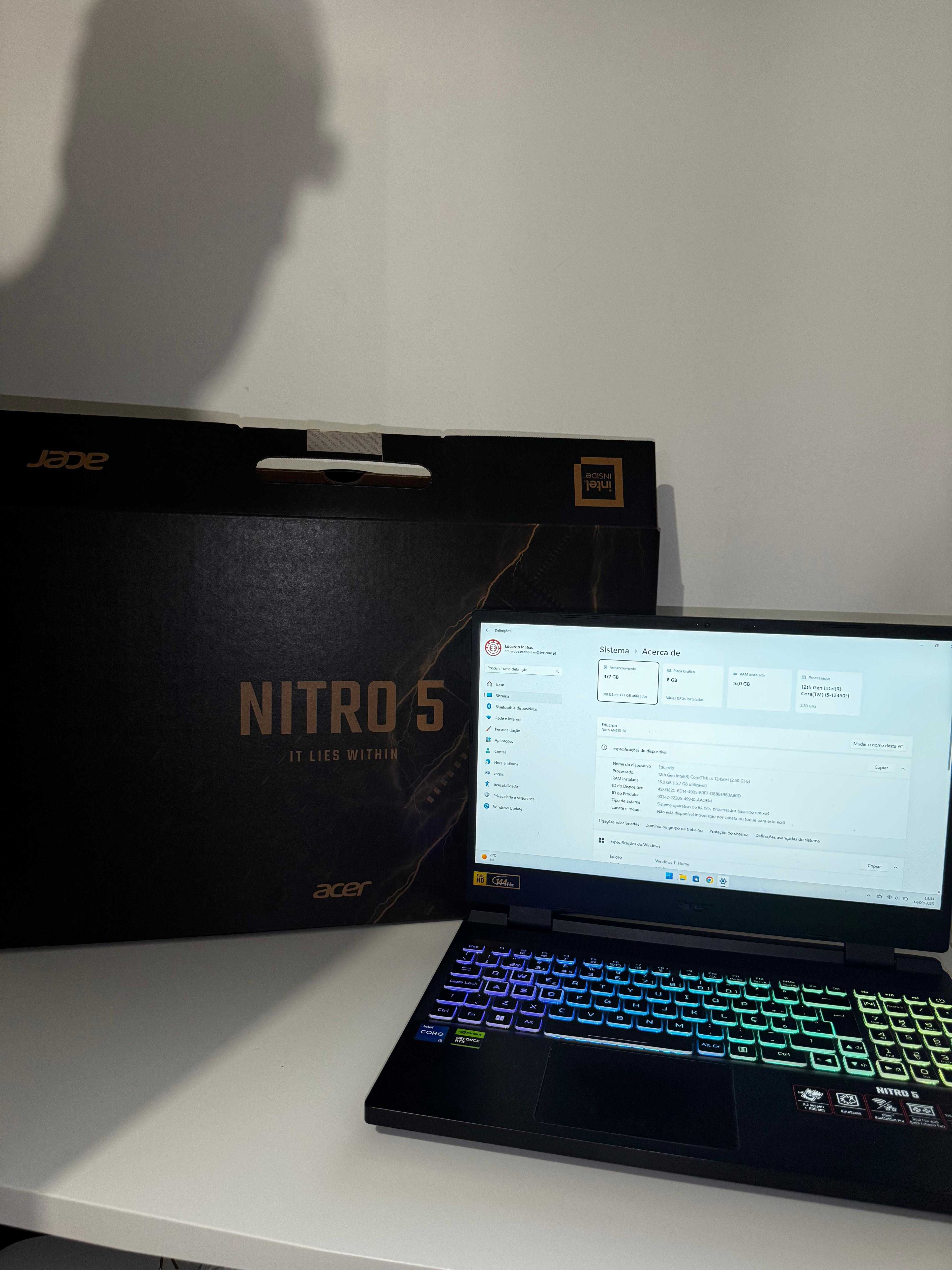 Portátil Gaming Acer Nitro 5-RTX 4060 | 16GB RAM | 512GB SSD-COMO NOVO