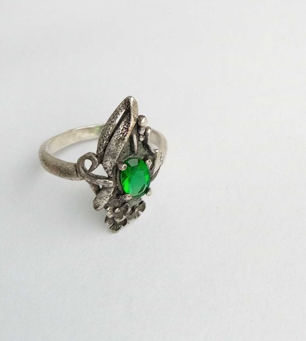 Вінтажне Кільце кольцо із зеленим каменем Срібло 925 проба, вінтаж