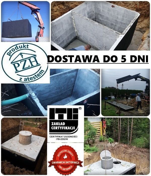 Szambo jednokomorowe betonowe 12m3 dla 6os w rodzinie DOSTAWA montaż !