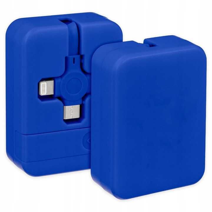Wielofunkcyjny Kabel do Ładowania USB 3w1 Zwijany Niebieski/Czerwony