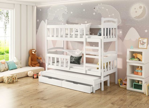 Łóżko piętrowe dla trojga dzieci GABI 3 , materace w cenie!