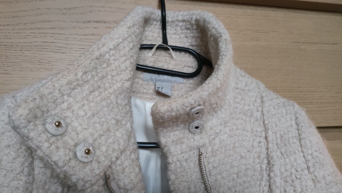 H&M wełniany płaszcz damski S