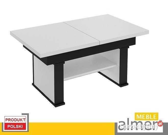 Stół Ławostół Ława L62 130(+2x40)x80 rozkładany biały + czarny