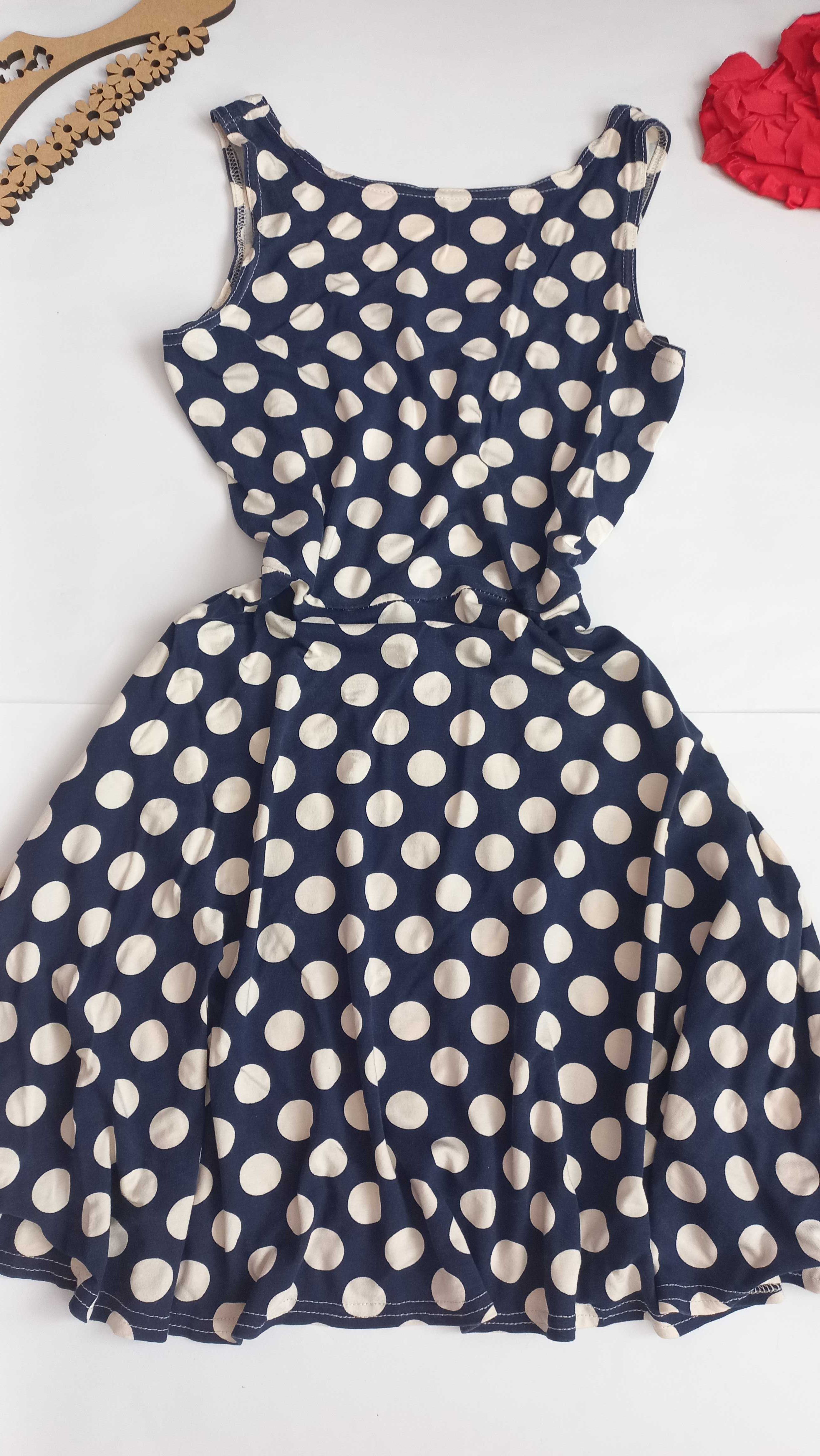 Короткое платье в горошек 44 46 размер натуральная ткань