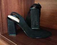 Женские туфли замшевые черные 36 жіночі босоніжки замшеві 36