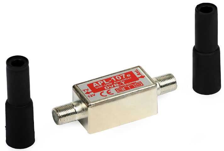 Wzmacniacz antenowy telewizyjny TV APL-107e 20/23 dB ekranowany AMS
