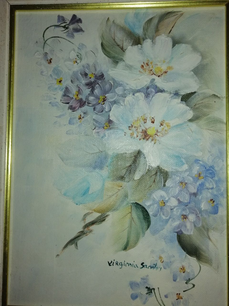 2 Pinturas a óleo (Flores) de Virginia Santos