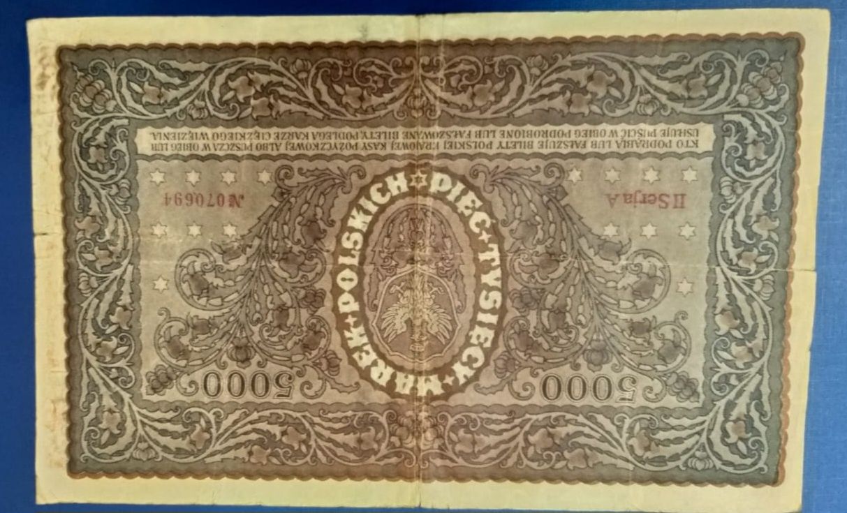Stary banknot 5000 marek polskich