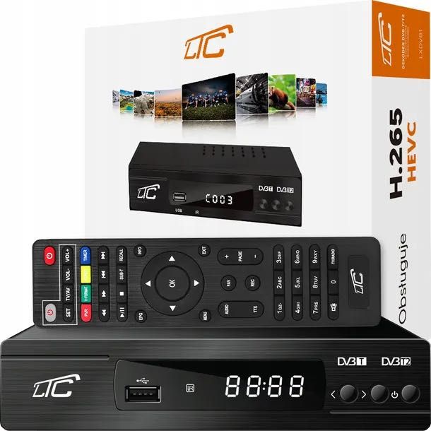 Dekoder Tuner TV naziemnej DVB-T2 DVB-C  FULL HD USB HDMI PILOT