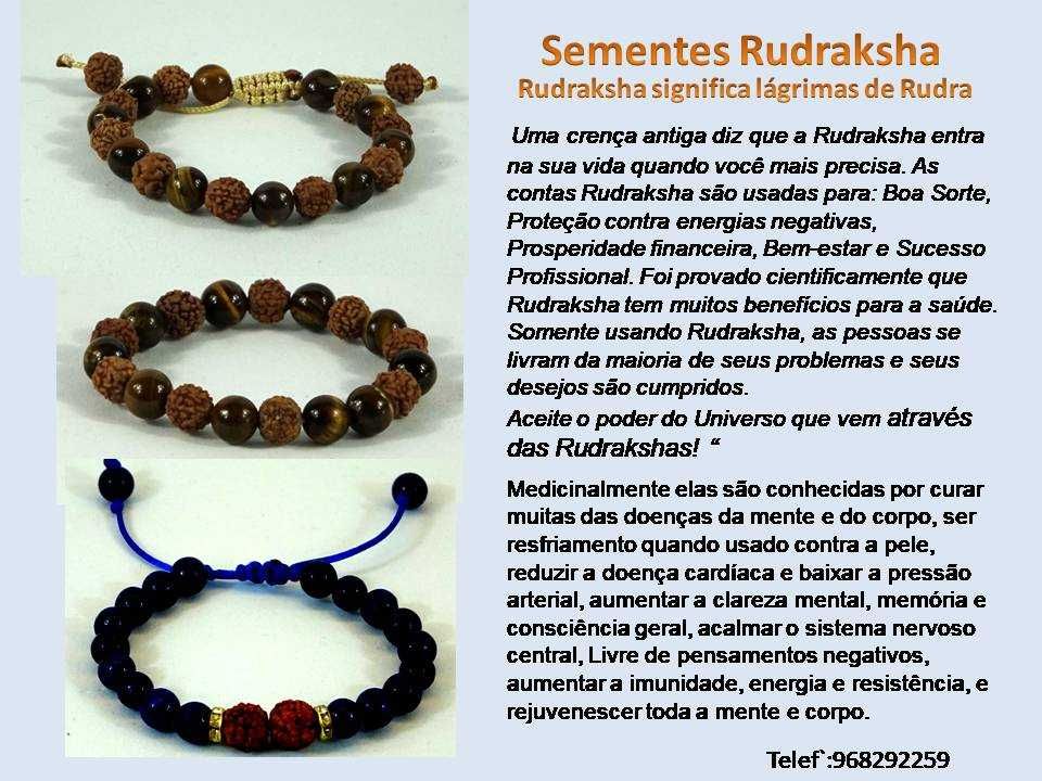 Pulseiras em Rudraksha (Rudra)e pedra natural semipreciosa