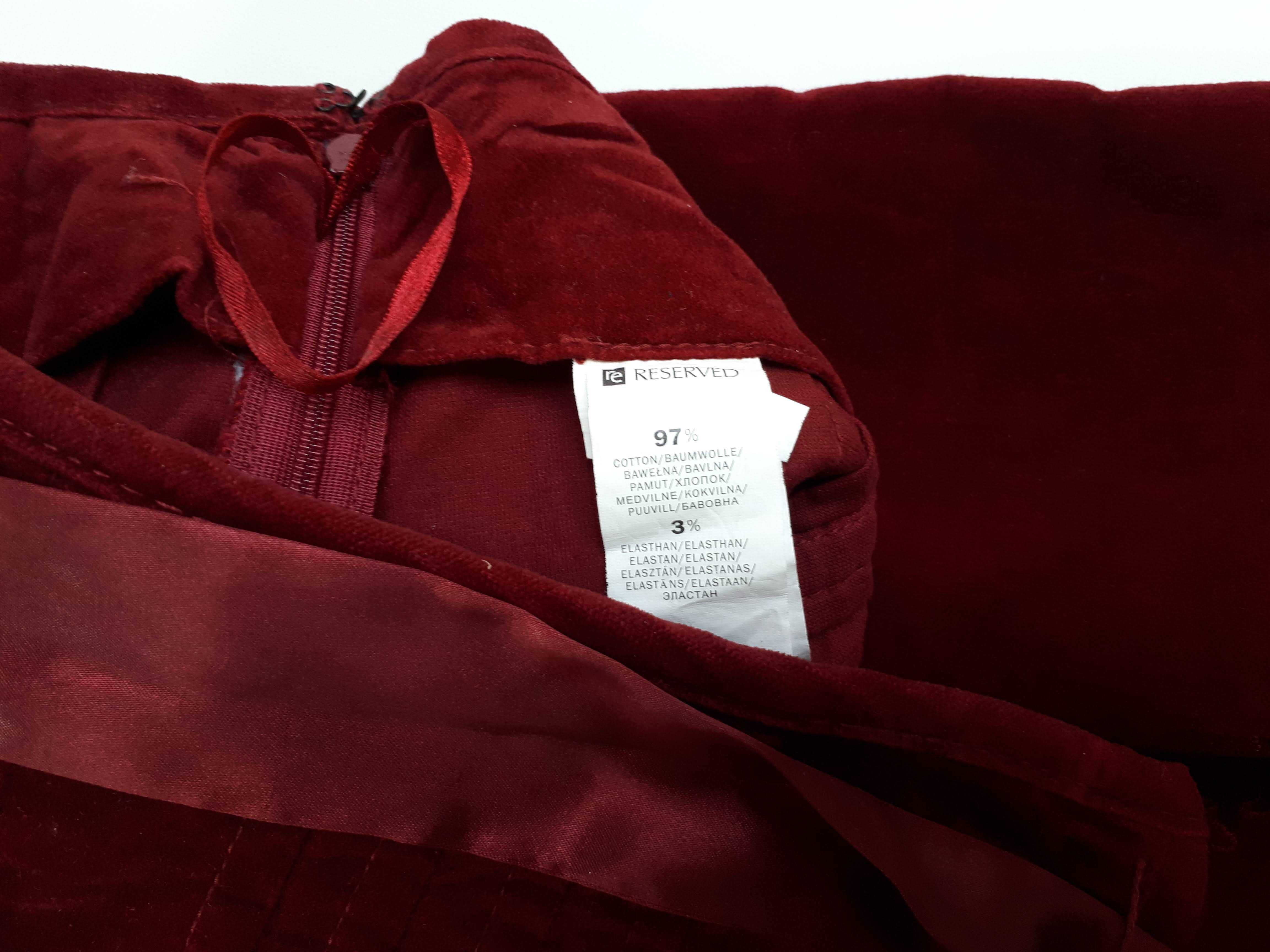 aksamitna spódnica RESERVED haft bordo roz 36 j NOWA