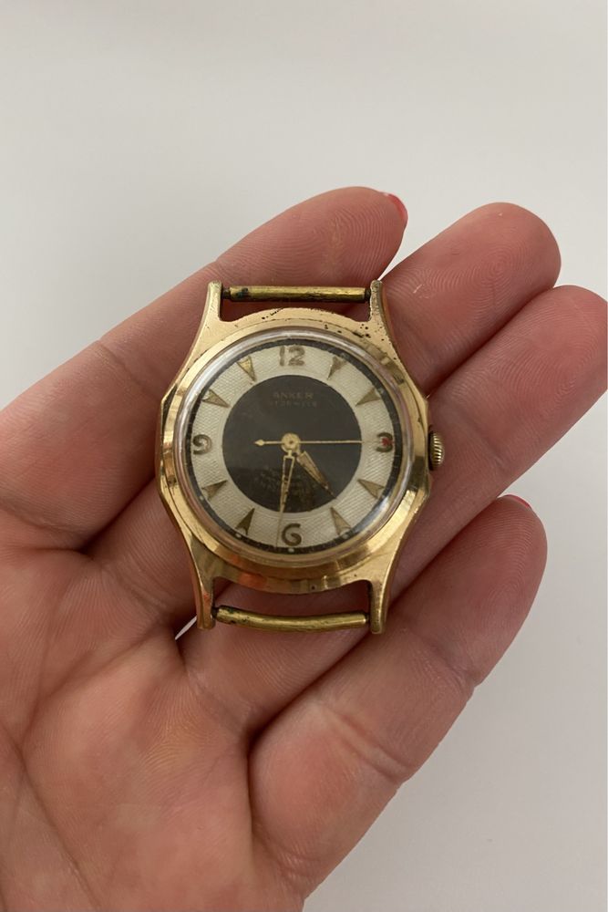 Złocony zegarek Anker 21 jewels non magnetic. Na chodzie