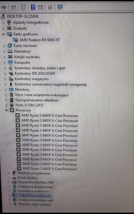 Komputer Gamingowy Ryzen 5 8400F 4,2GHZ/32GB RAM/ RX 9060XT 16GB/ 1TB