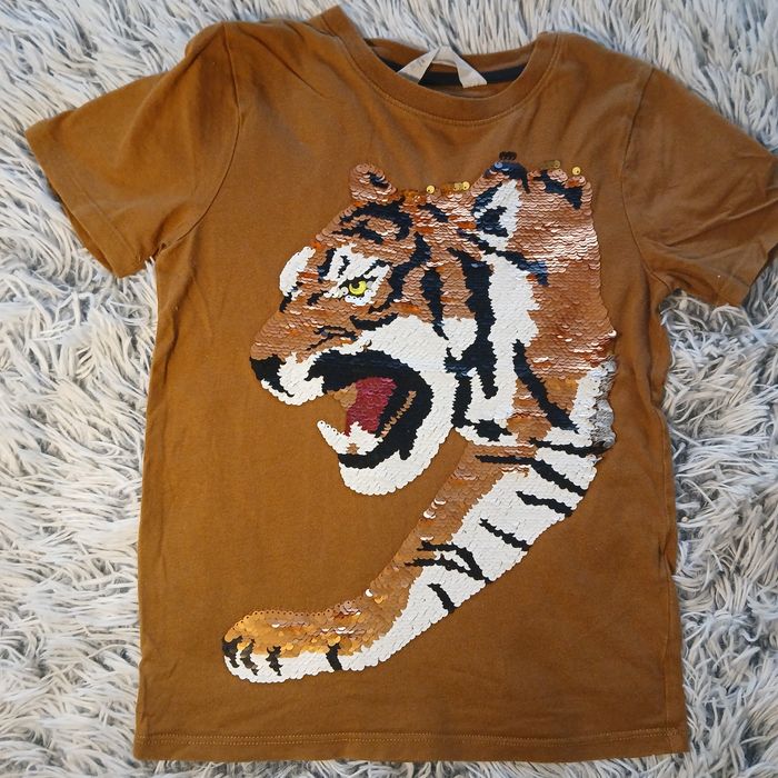 Koszulka t-shirt h&m z odwracalnymi cekinami 122/128
