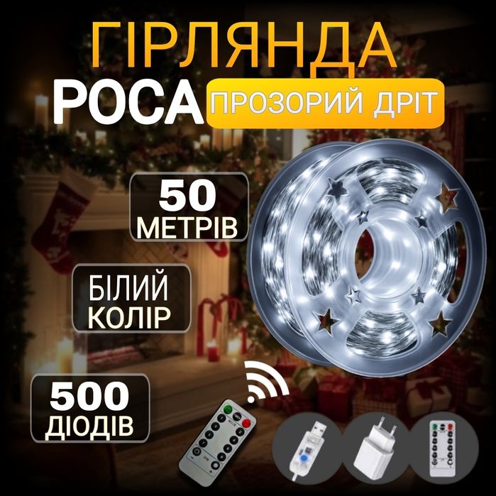 Гірлянда роса  та зрозмірах 200, 100, 50, 30,  20, 10 метрів