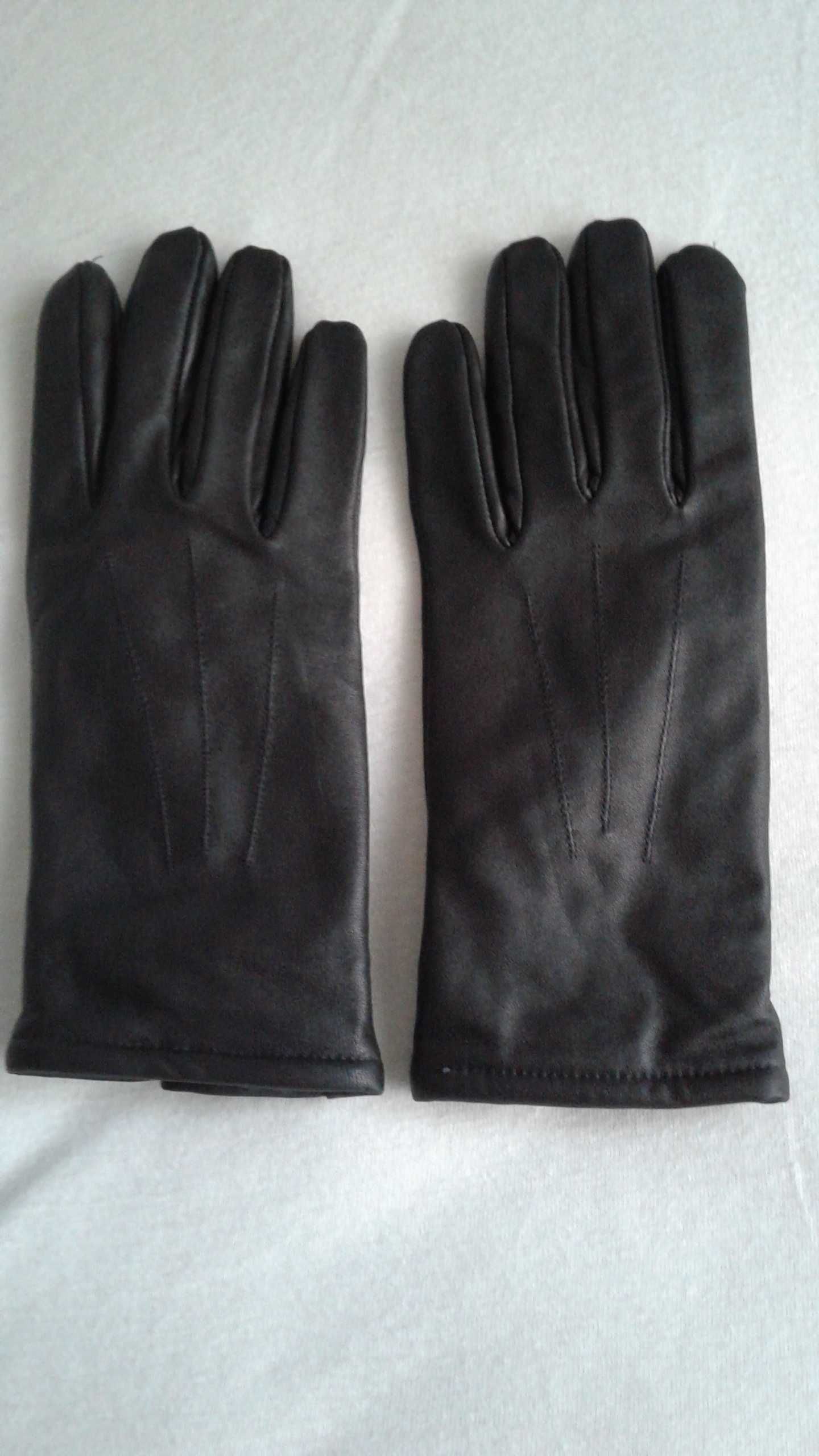 Rękawice wojskowe czarne zimowe skóra NOWE, rozmiar 22