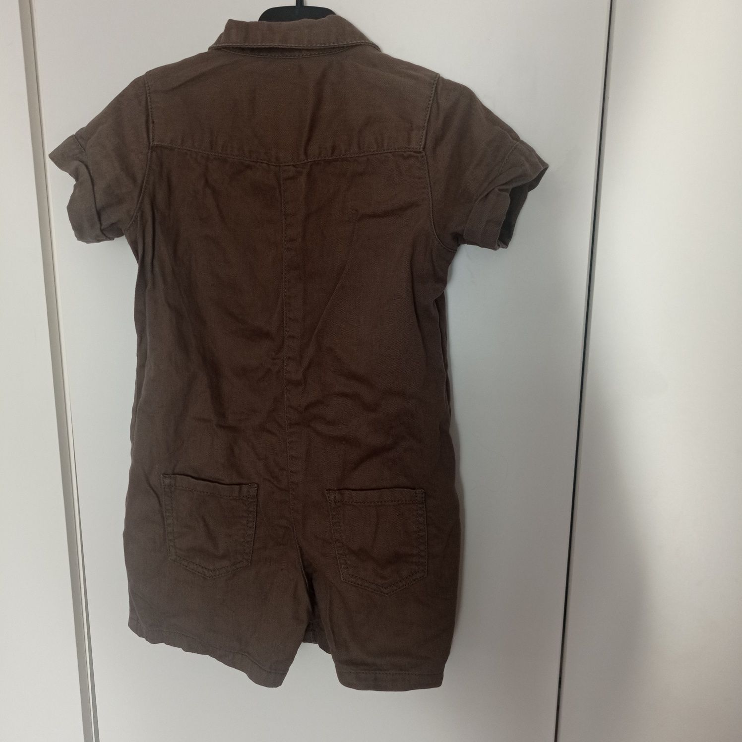 Kombinezon krótki na zamek, khaki dla dziewczynki 110 dżinsowy/jeansow