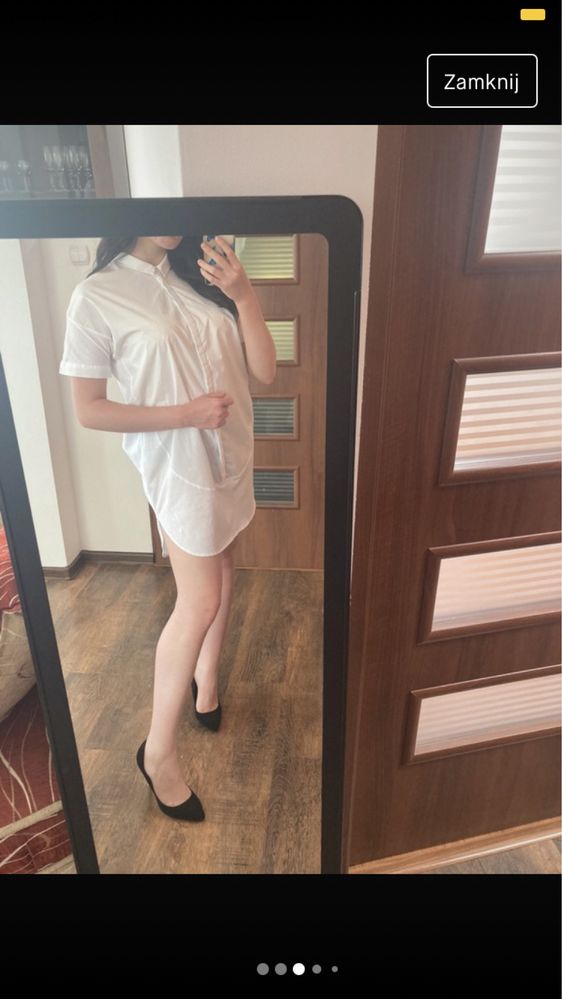 Biała sukienka/tunika z koszulowego materiału, Reserved