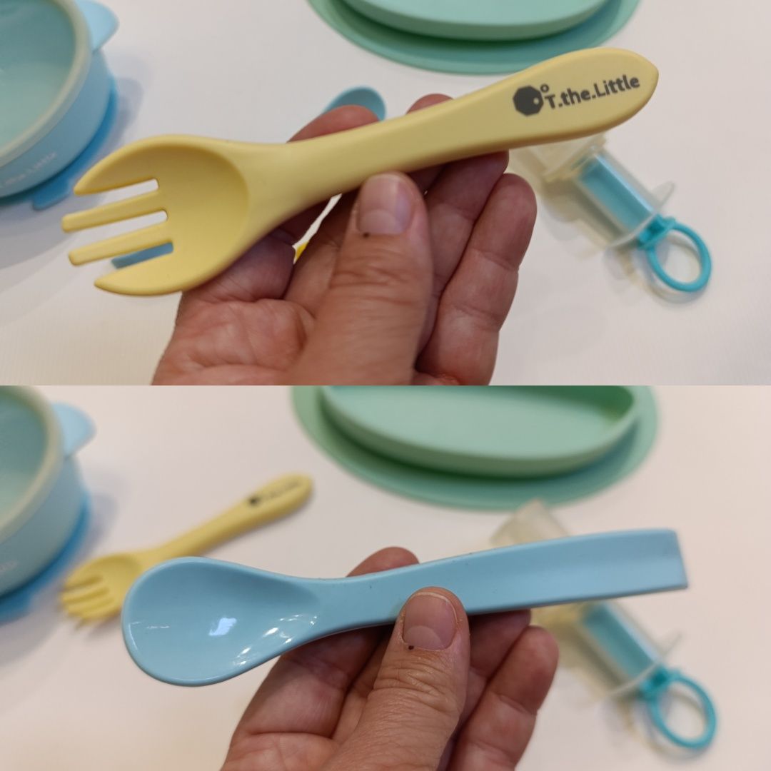 Силіконовий дитячий посуд T.The.Litttle + подарунок щітка шприц